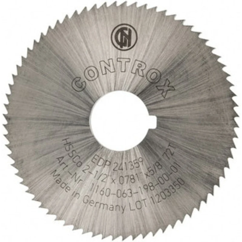 Controx-Neuhauser 2-1/2 x 0.0781, 5/8 Arbor, 72-Tooth Cobalt Slitting & Slotting Saw Uncoated, RH Cut, Straight Teeth...